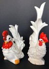 Vtg White Rooster Chicken Hand Painted Ceramic Kitschy Farmhouse Decor 12   