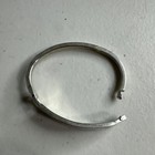 Vintage Child   s Mexico Alpaca Silver Hinged Bracelet Abalone Inlay Flower