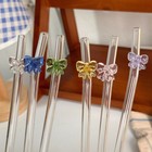 1pc 8mm Glass Straw  Reusable Drinking Straws Cute Butterfly Heat-resistant S_z8