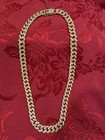 24    Gold Tone Cuban Link Chain Necklace 6mm Rhinestone Iced Out Hip Hop Bling