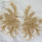 1 Pair 3d Beaded Flower Lace Applique Embroidery Floral Applique For Prom Gown
