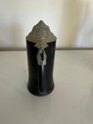 Vintage German Style Black Beer Stein Mug With Pewter Flip Top Lid   Vip Crest