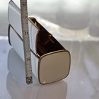 Vintage White Enamel   Gold Tone Vanity Case Lipstick Holder Cosmetic Box Mid Ce