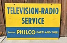 Large Vintage Philco Radio Double-sided Painted Metal Sign   b32 
