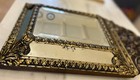 Ornate French Antique Mirror With Bronze Decoration And Beveled Glass