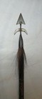 Vintage African Tribal Spear 5 Ft Carved Wood Staff Metal Blade Figural Folk Art
