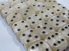 New Dice Set Of 24 D6 -14 Mm Pearl Ivory W black Pips