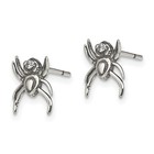 Sterling Silver Antiqued Cz Spider Post Earrings