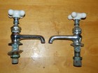 Antique Vtg Wide   Narrow Porcelain Knobs Bathroom Sink Faucets Chrome Kohler 