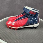 Under Armour Boys Harper 4 Mid-rise Blue Red Cleats Baseball Soccer Size 4y