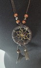 Boho Tribal Dreamcatcher  Charm Necklace  Genuine Leather Adjustable 30in Retro