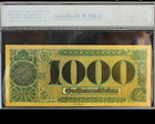 1890 1000 Dollars Banknote With 100 Mg 24 Karats Foil  gold  Certified