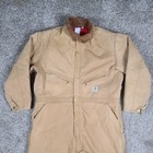 Vintage Carhartt Coveralls 50 Short Brown Quilt Lined Insulated Usa Union Made
