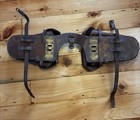 Vintage Antique Military Cavalry Leather Saddlebags Brass Slotted Plate Swis ger