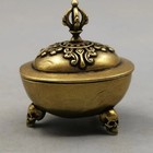 Antique Brass Tibetan Buddhist Skull Tripod Bowl Decorative Offering Bowl
