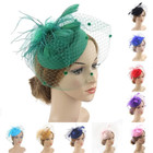 Women Veil Fascinator Hat Retro Pillbox Hat Feather Cocktail Party Headpieces