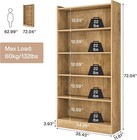 72  Tall Bookcase  Farmhouse 6-tier Brown Library Bookshelf With Storage Shelves