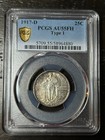 1917-d Standing Liberty Quarter Denver Mint Type 1 Pcgs Au-55 Full Head