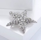 Clear Crystal Rhinestone Silver Star Pin Brooch Pendant christmas Holiday Gift