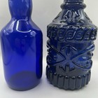 Vintage Decanters- Set Of Two- Colbalt Blue-ornate 10    Tall  Smooth 9 1 2    Tall