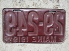 Maine 1919 License Plate High Quality Original Paint