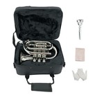 Sliver Bb Pocket Trumpet Brass Lacquer Trumpet 7c Mouthpiece  Hard Case  Strap