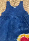 Vintage Tie Dye Dress Blue With Red Heart Girls Size 4 Empire Waist Jumper