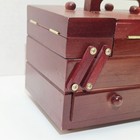 Wooden Sewing Box 7 Compartment Accordion Singer Style Storage Jewelry Chest