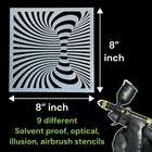 Lime Line 3-d Illusion Airbrush Stencils - Set Of 9 Reusable Geometric Designs