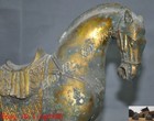 11 2 chinese Ancient Bronze Gilt Carving Auspicious Animal Horse Horse Statue