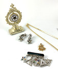 Oes Eastern Star   Pins Charm Pendant Spinner Earrings   Lot Of 12   Nos
