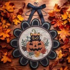 Pre-washed Wool Felt Penny Rug Kit - Peek A Boo Kitty - Candle Mat Kit