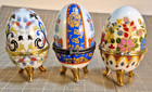 Vintage Porcelain Hand Painted  Footed Egg Trinket 4  Hinged Box Lot 3 China  B