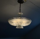 Antique Vtg 1940 s Art Deco Glass Ceiling Light Fixture Chandelier 4 Bulb 15    D