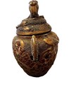 Vintage Japanese Satsuma Moriage Lidded Jar Dragon Koro Incense Burner