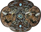 Japanese Meiji Polychrome Cloisonn   14  Plate 4-lobed Rare 