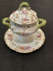 Dresden Hand Painted Sauce Boat  Mustard Pot W  Underplate Connected