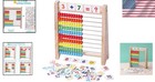 Wooden Abacus For Kids Math 10-row Counting Frame With 1-100 Cards Learning Toy