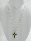 Oclt Irish Sterling Silver Connemara Marble Cross Pendant Necklace 925 6 8g 18in