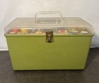 Vtg Green Wilson Wil-hold 14    Sewing Storage Box With Notions   Thread 2 Trays