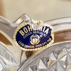 Vintage Bohemian Cut Crystal Glass Ice Bucket Double Handle Scallop Top Czech 