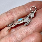Navajo Horse Turquoise Pendant 1 5in Signed Louise Yazzie Sterling Rearing Usa