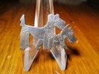 Vintage Antique French White  ric   Rac Dogs pol Rab  Marked realistic Button