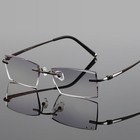 Titanium Rimless Brown Reading Glasses Women Men Business Cut Edge Readers Large