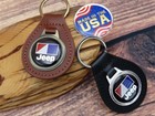 Rare Vintage Black Amc Jeep Truck Car Leather Key Chain Ring Fob American Motors