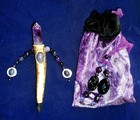 Amethyst Point Black Tourmaline Blue Goldstone Cruelty Free Antler Beaded Wand