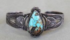 5 5  Vtg Harvey Era Navajo Sterling royston Turquoise Cuff Bracelet W stamping