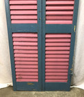 Vtg Pair 14x59 Shabby House Window Wood Louvered Shutters Chic Old 1357-25b
