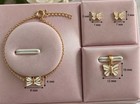 10k Solid Gold Baby Butterfly Set Screw Back Earring Adjustable Bracelet Pendant