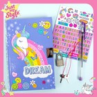 Horizon - Just My Style Unicorn Light Up Diary With Lock   Key 6pcs Set Mib new